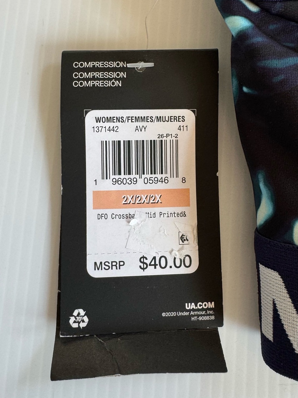 Under Armour Navy CrossBack Sports Bra with Medium Support - Picture 4 of 8